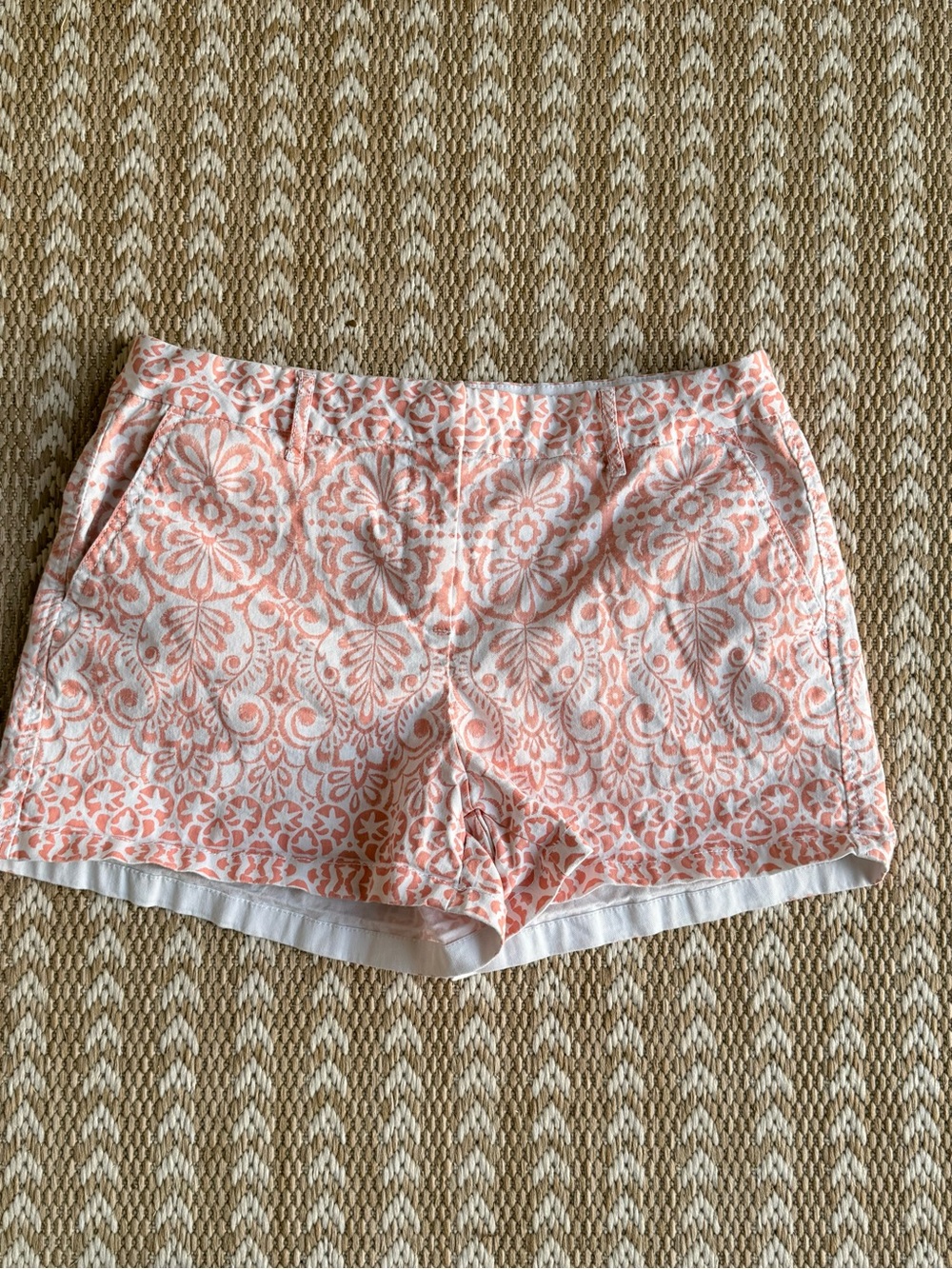 Elle Coral and White Printed Women’s Shorts